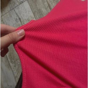 Hot Pink Ribbed Cropped Tank Top